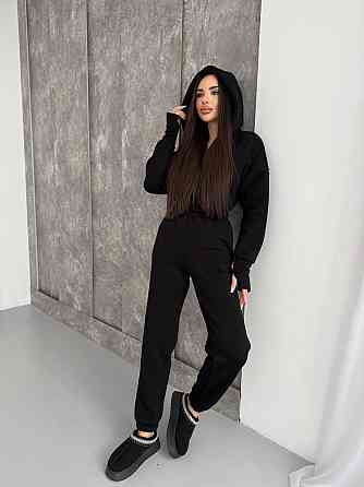 Женский теплый повседневный комбинезон с капюшоном трехнить на флисе Одесса