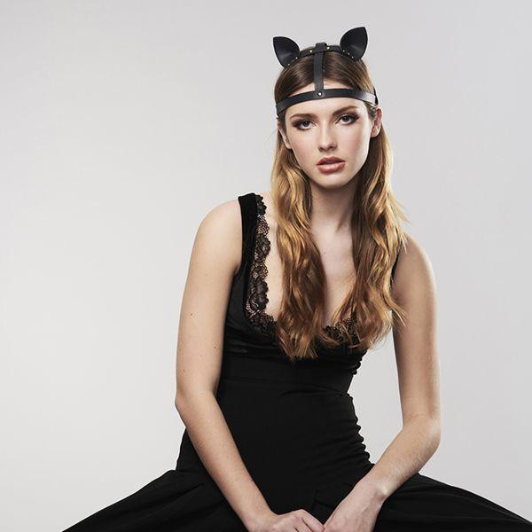 Маска кішечки Bijoux Indiscrets MAZE - Cat Ears Headpiece Black, екошкіра Sex Aura Київ - фото 7