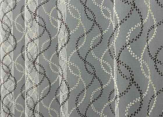 Тюль VR-Textil 1832т Фатин с вышивкой и люрексом Молочный с венге 300х270 см (40-190) Киев