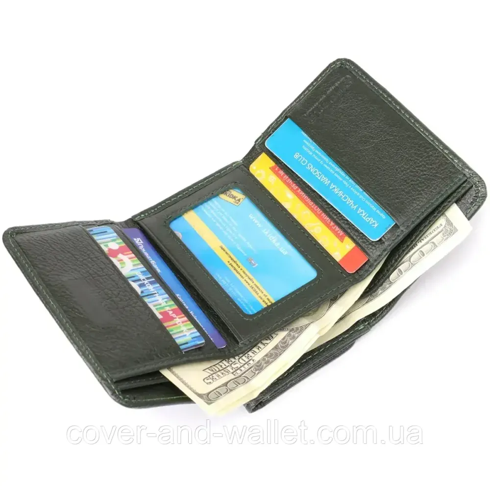 Компактный женский кошелек зеленого цвета на магнитной фиксации ST 403 Киев - изображение 8