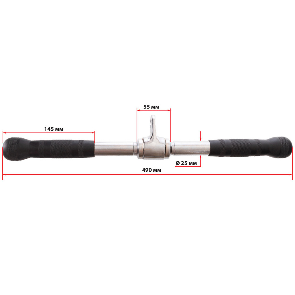 Рукоятка для тяги на трицепс и бицепс прямая обрезиненная 40 см TA-5703 хром Киев - изображение 5