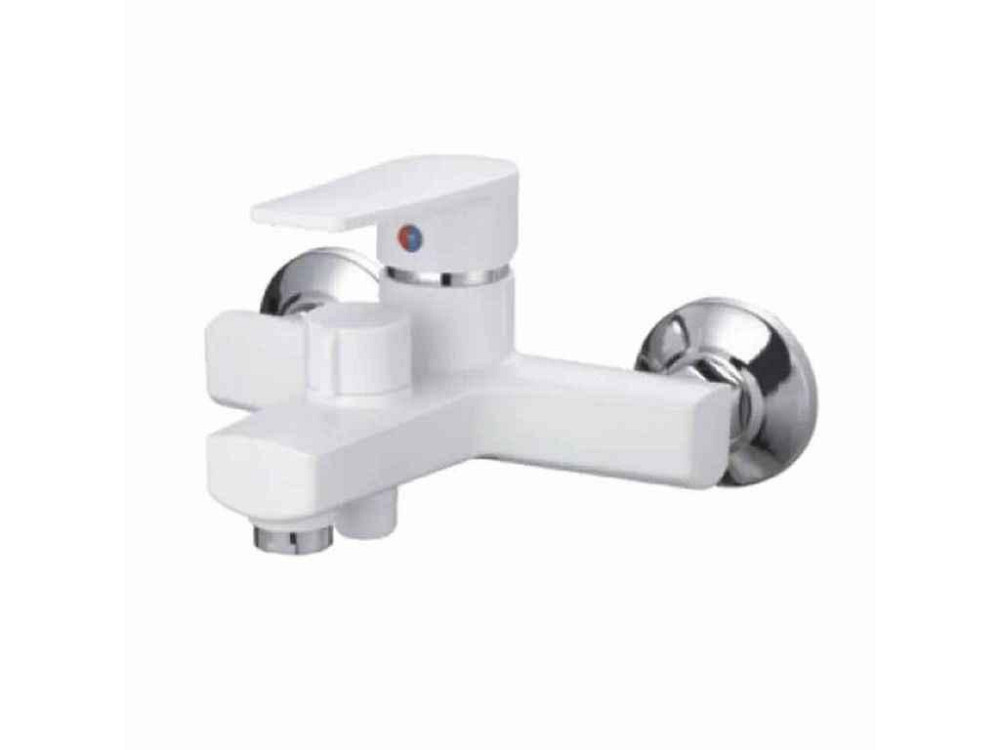 Змішувач Настінний білий OSCAR-009 EURO SET WHITE (зі шлангом,лійкою та кроншт.) ТМ PLAMIX Київ - фото 1