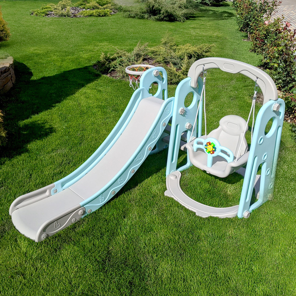 Дитячий ігровий комплекс Bambi 3в1 гірка гойдалка баскетбол (YG2020-1-4) для дітей Київ - фото 2