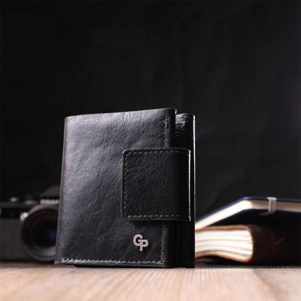 Шикарный кошелек с множеством отделений из люксовой натуральной кожи GRANDE PELLE 22573 Черный Киев - изображение 3