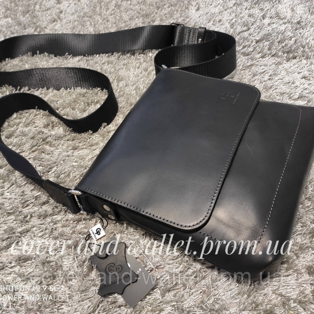 Шкіряна чоловіча сумка месенджер на магнітах ручної роботи Grande Pelle 754110 Київ - фото 1