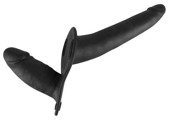Страпон - Double Strap On Black Silicone Sex Aura Київ