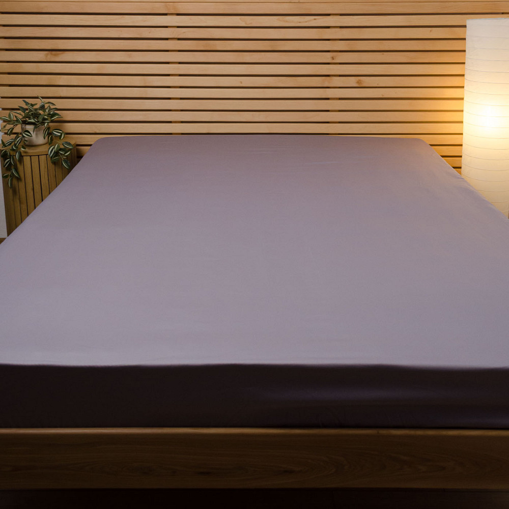 Простирадло на резинці двоспальне сатин 100% бавовна 180х200х30см 125г/м2 (Сірий) Суми - фото 1