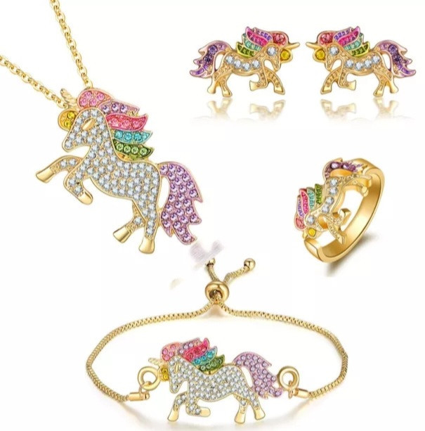 Бижутерия с Единорогом набор золотистый Киев - изображение 1