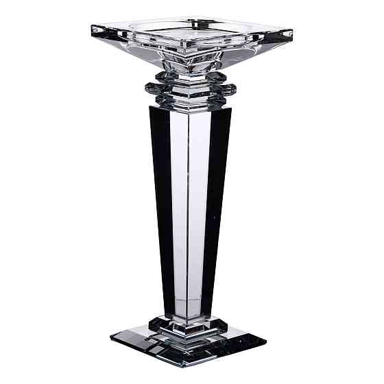 Підсвічник скляний на високій ніжці 9.5×9.5×22.5 см декоративний прозорий HP-4-53M Коломия