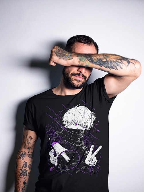 Футболка для хлопчика з аніме принтом Магічна битва оверсайз (зріст від 165 до 180) Чорний AnimeJ0053m Дніпро - фото 3