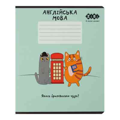 Зошит ZiBi предметний CUTE CAT, 36 аркушів, клітинка, англійська (ZB.1731-38) Вінниця