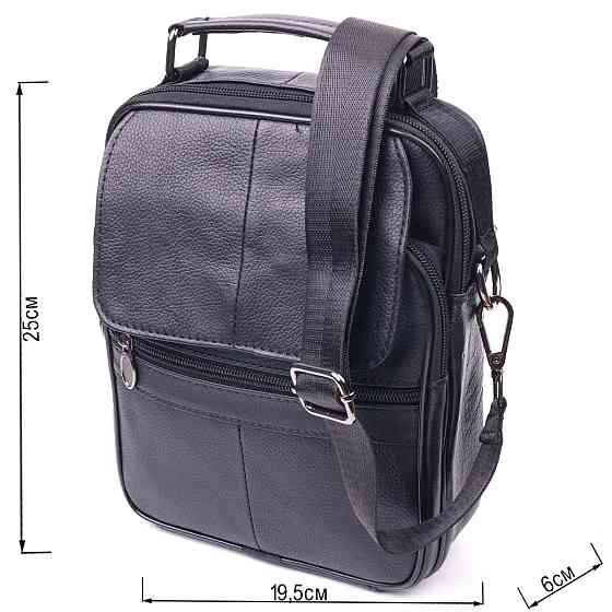 Практичная мужская кожаная сумка 21396 Vintage Черная Киев