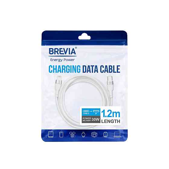 Кабель Brevia Type-C to Lightning 30W 1,2м, білий ZIP (52120WCLZ1) Львів