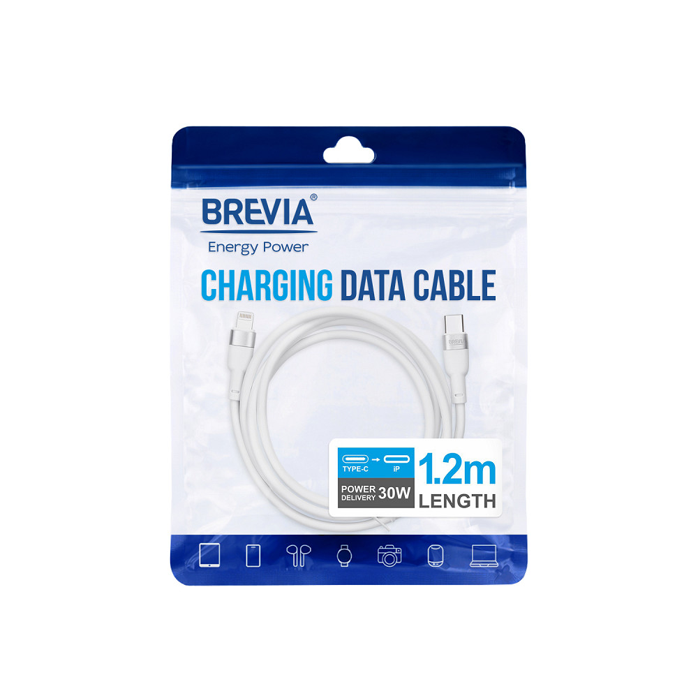 Кабель Brevia Type-C to Lightning 30W 1,2м, білий ZIP (52120WCLZ1) Львів - фото 4