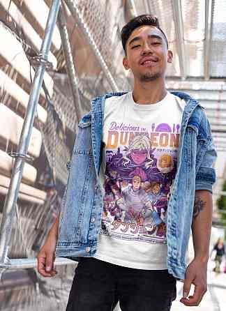 Футболка для хлопчика з аніме принтом Сенсхі Сенсхі Фоод Делікіоус оверсайз (зріст від 165 до 180) Чорний AnimeJ1142m Дніпро