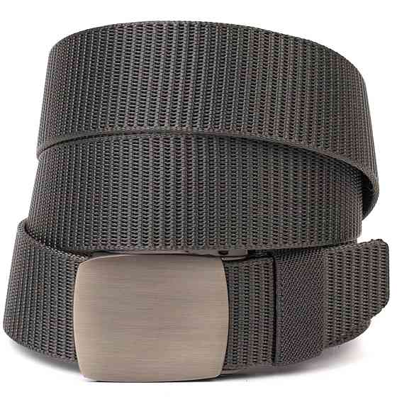 Практичный мужской ремень с металлической пряжкой из текстиля 20597 Vintage Серый Киев