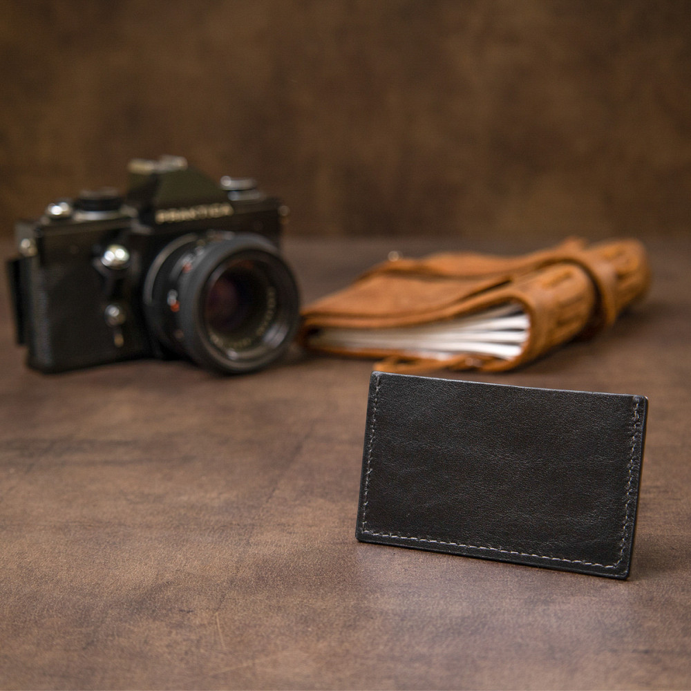 Маленький кожаный картхолдер GRANDE PELLE 11498 Черный Киев - изображение 2