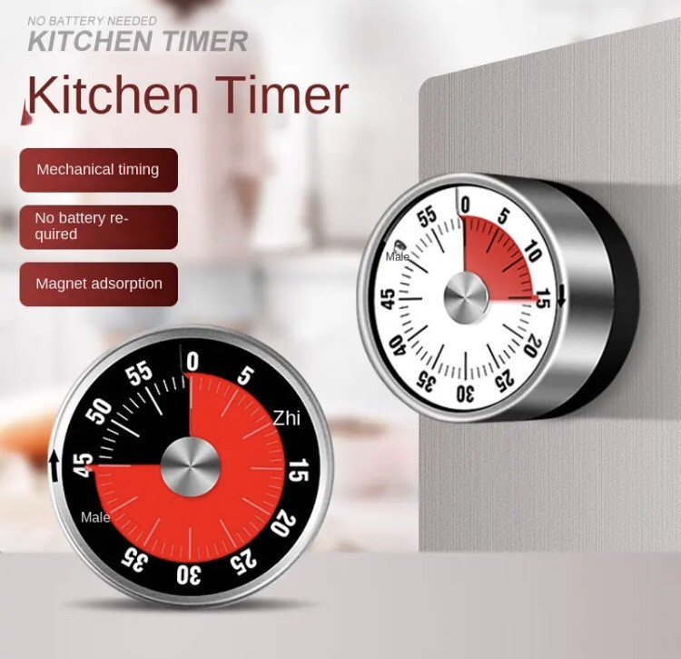 Таймер механічний для кухні зворотній відлік на магніті чорний Київ - фото 4