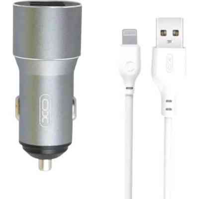 Зарядний пристрій XO TZ09 2.4A/2 USB + cable lightning Grey (XO-TZ09L-GR) Вінниця