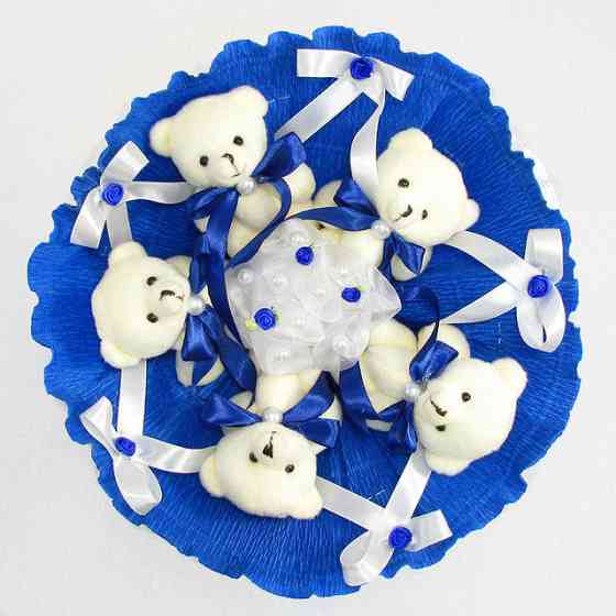 Букет из мягких игрушек 5 мишек 5290IT синий Винница