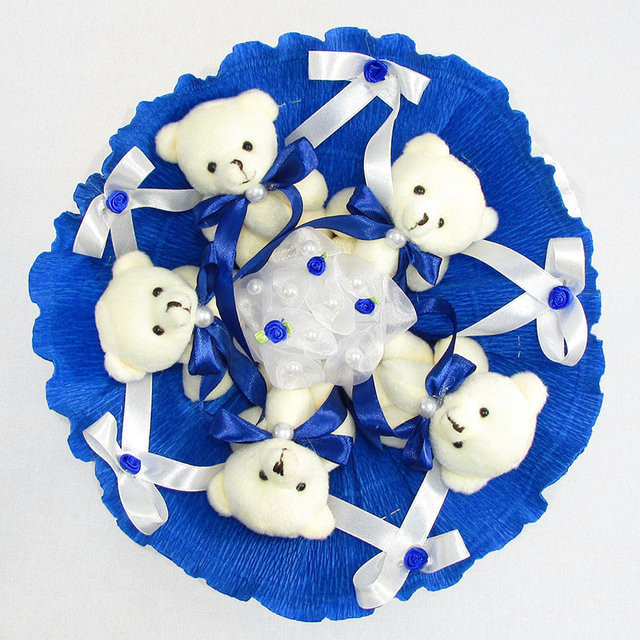 Букет з м'яких іграшок 5 ведмедиків 5290IT синій Вінниця - фото 2