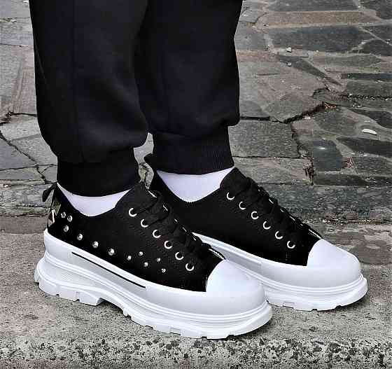 Женские Кроссовки Кеды на Танкетке Чёрные Слипоны Мокасины на Платформе (размеры: 37,38,39,40) - 33-1 Днепр