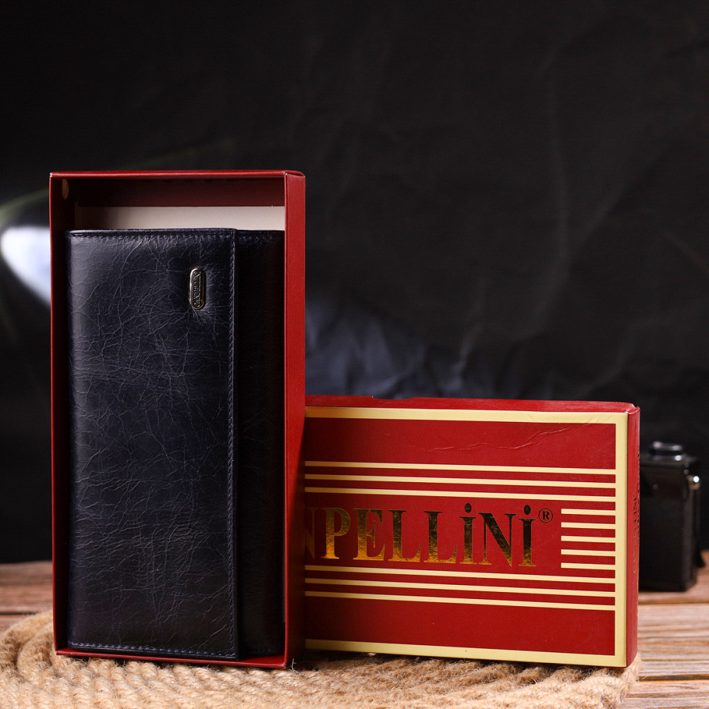 Портмоне для жінок з монетницею з натуральної шкіри CANPELLINI 21533 Синє Київ - фото 1