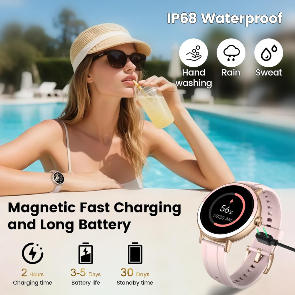 Смарт-часы для женщин Cillso DR05, 1,27″ HD, Bluetooth-звонки, пульс, сон, стресс, 110+ спортрежимов, IP68, розовый Киев - изображение 7