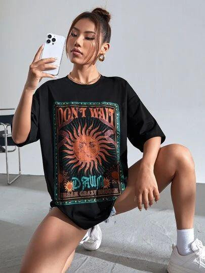 Футболка женская с принтом  42 Черная 2664082645 Днепр - изображение 1