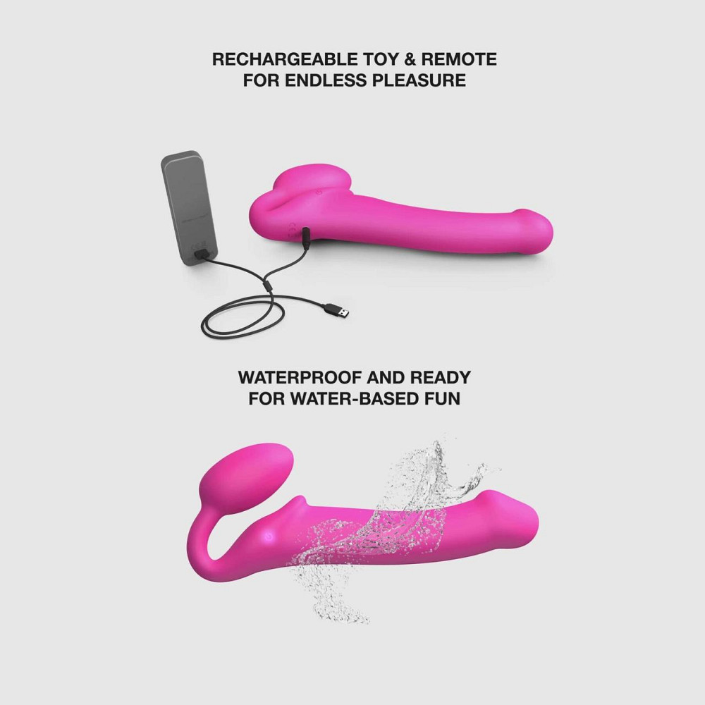 Безремінний страпон з вібрацією Strap-On-Me Vibrating Fuchsia L, діаметр 3,7см, пульт ДК, регульований Sex Aura Київ - фото 4