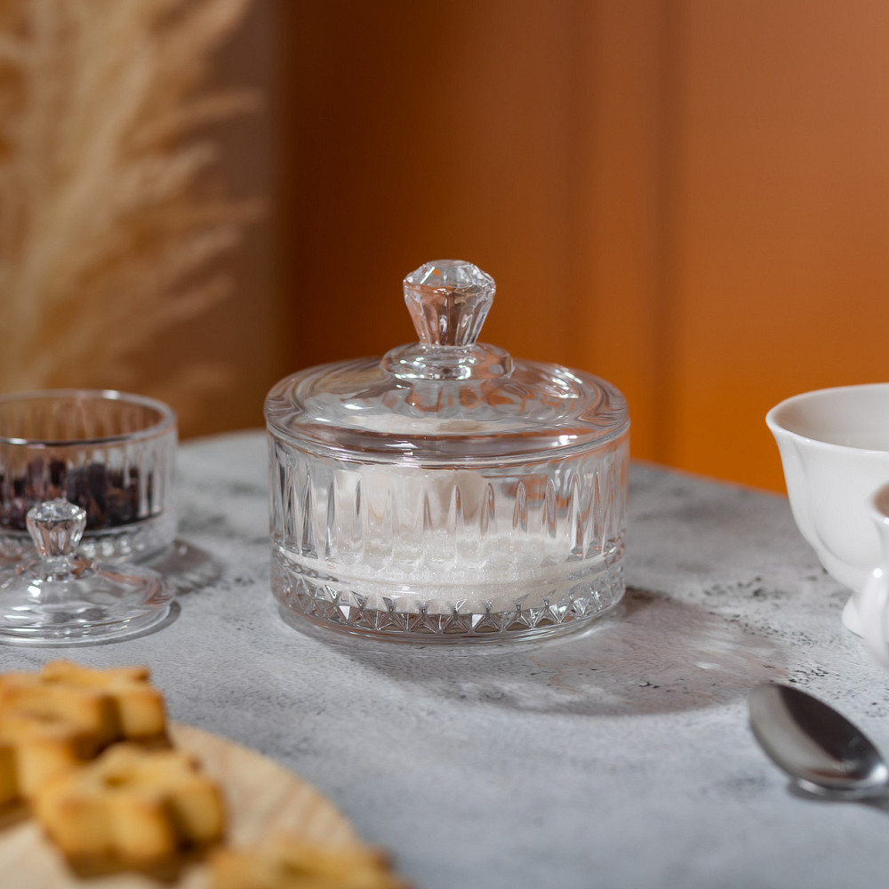 Цукерниця з кришкою скляна Ø 10 см кругла HP-YH-72 Київ - фото 5