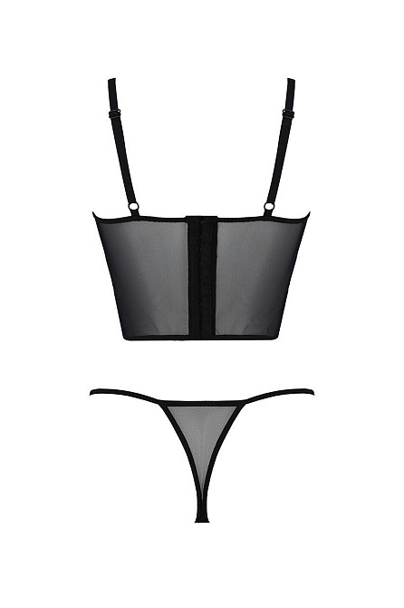 Комплект Passion KERRIA SET black, XXL/XXXL сітка+мереживо, бюстьє та стрінги Sex Aura Київ - фото 4