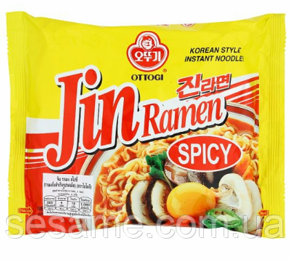 Корейская лапша Рамен Jin Ramen Spicy Ottogi со вкусом грибов Оттоги 120g Харьков - изображение 1