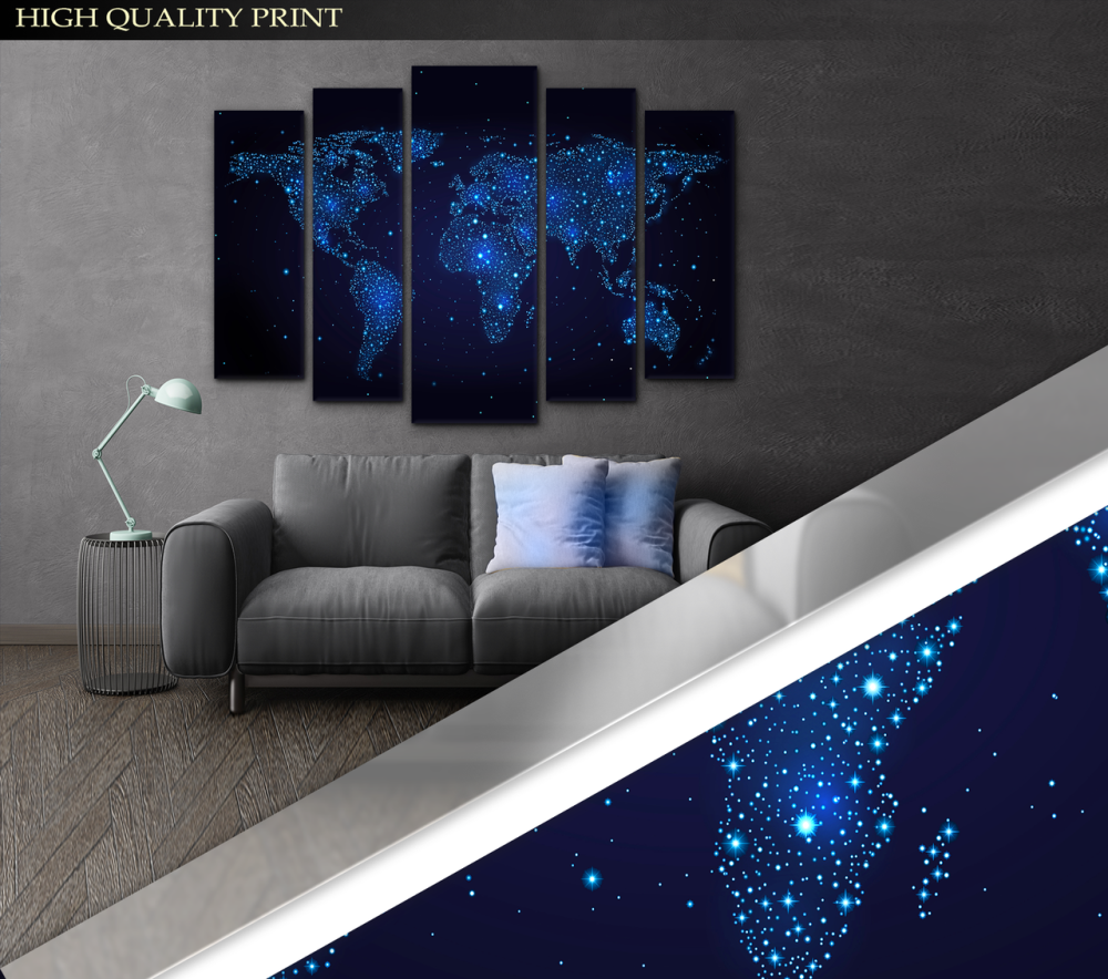 Модульная картина в гостиную / спальню Звездная Карта мира Art-484_5 ( 80х118см ) Киев - изображение 3