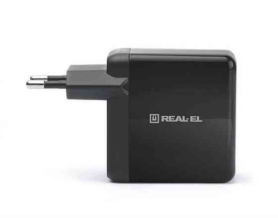 Мережевий зарядний пристрій REAL-EL CH-350 QC3.0 (2USB, 3A) Black Чорний Харків