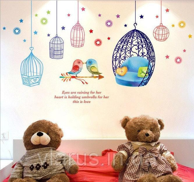 Інтер'єрна наклейка у спальні Пташки з клітинами Київ - фото 7