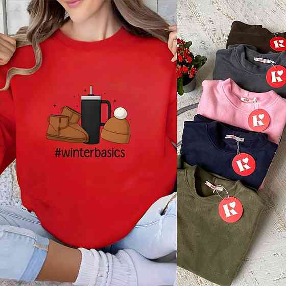 Жіноча затишна оверсайз кофта з новорічним принтом із двостороннього флісу Червоний, 42/46 Одеса