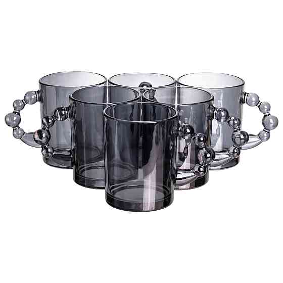 Набор чашек 6 шт для чая и кофе по 350 (мл) кружки стеклянные Серый HP-19-ZD-3 SBR Киев