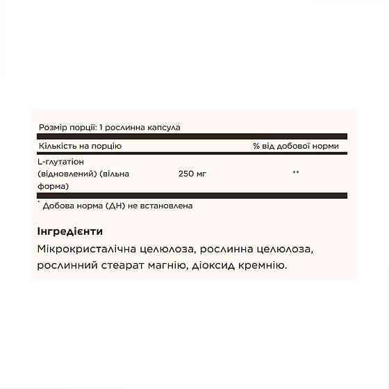 L-глутатіон Solgar Reduced L-Glutathione 250 mg 60 вег капс Київ