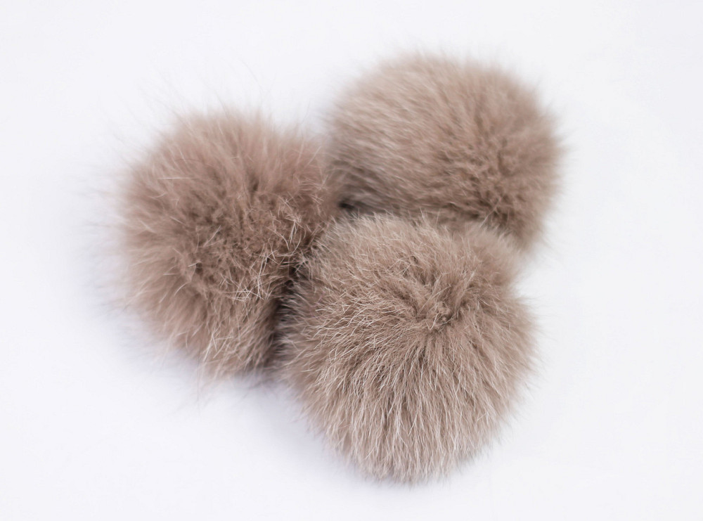 Помпони з натурального хутра песця на шапку 10-12см Кофе Харків - фото 5