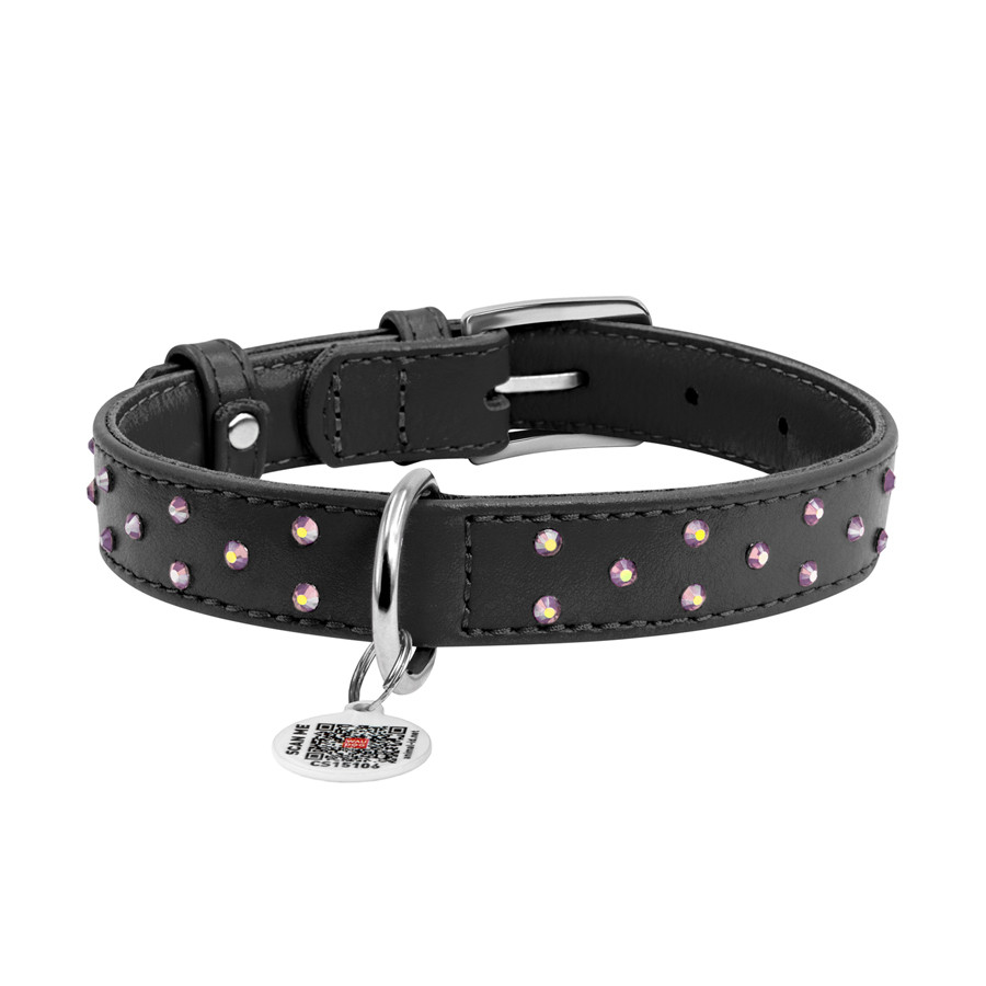 Нашийник для собак шкіряний WAUDOG Glamour з QR паспортом, з клейовими стразами, Ш 25 мм, Дов 3 Коломыя - изображение 2