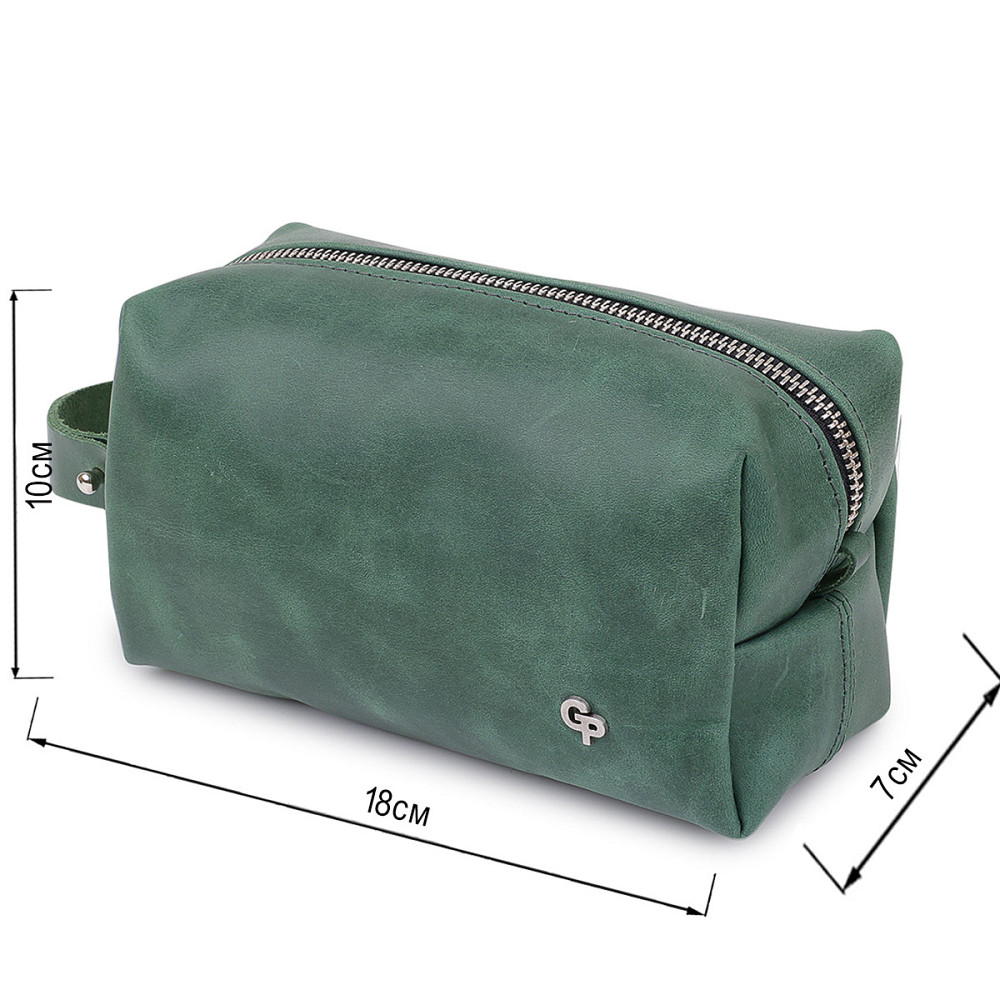 Шкіряна косметичка унісекс GRANDE PELLE 11572 Зелений Київ - фото 3