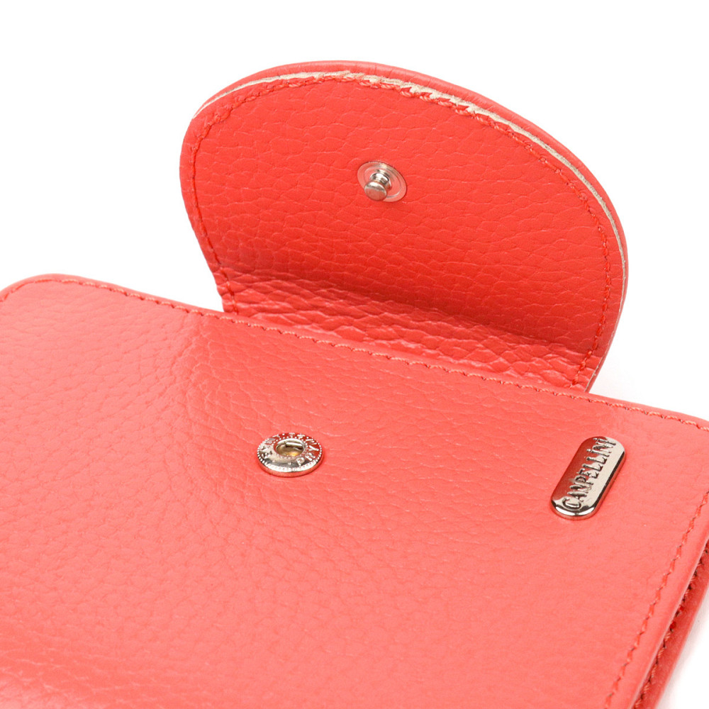 Стильный компактный женский кошелек из натуральной кожи CANPELLINI 21669 Коралловый Киев - изображение 3