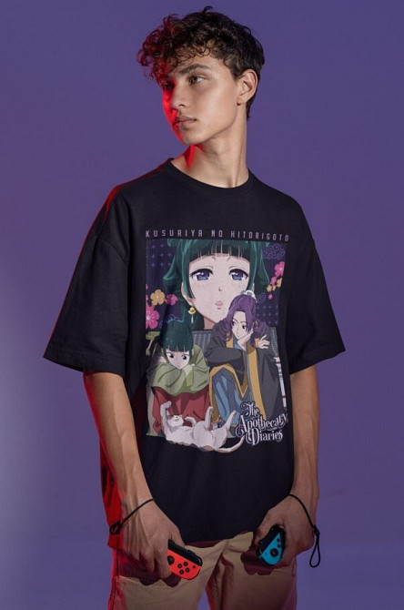 Футболка з аніме принтом Маомао Апотхекарй Діаріес Ессентіал оверсайз (S/M/L) Чорний AnimeJ0806 Дніпро - фото 3