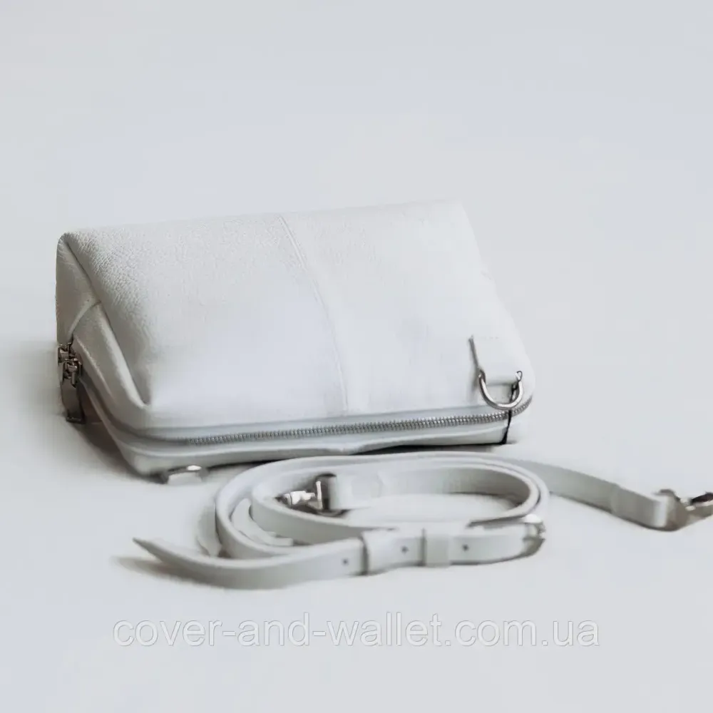 Елегантна жіноча сумка крос-боді з натуральної шкіри білого кольору Grande Pelle 702702 Київ - фото 3