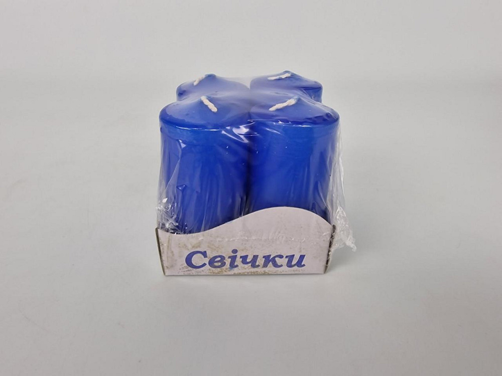 Цветная Цилиндр парафиновая свеча (40/80) СИНЯЯ крашеная  внутри белая (4 шт) Харьков - изображение 2