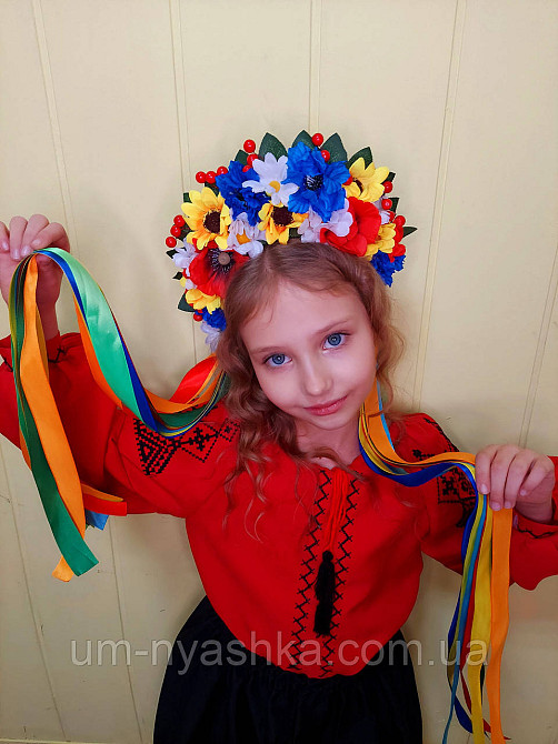 Віночок ободок з квітами "Сценічний зі стрічками" Кривий Ріг - фото 4