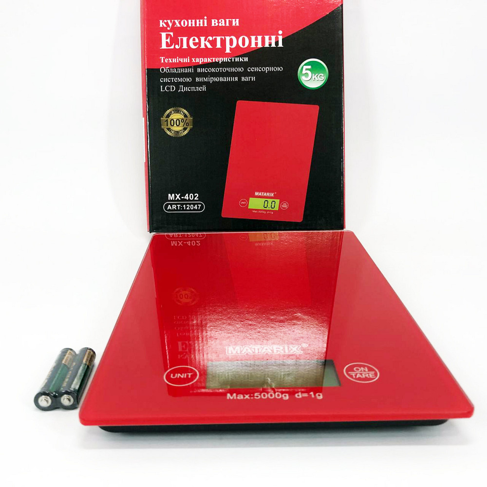 Кухонные весы с плоской поверхностью Matarix MX-402 5 кг, Компактные кухонные весы с батарейками MC-73 Львов - изображение 6