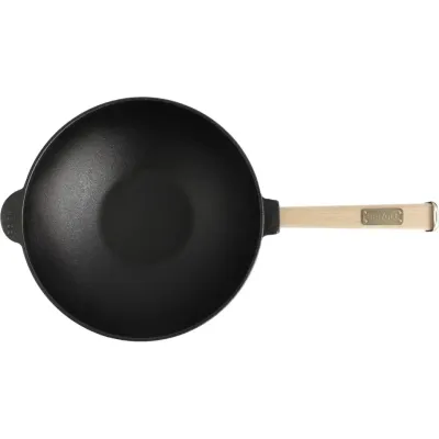 Сковорода Brizoll чавунна WOK з дерев'яною ручкою та скляною кришкою 2,8 л 260х80 мм (W26H-6) Винница - изображение 4