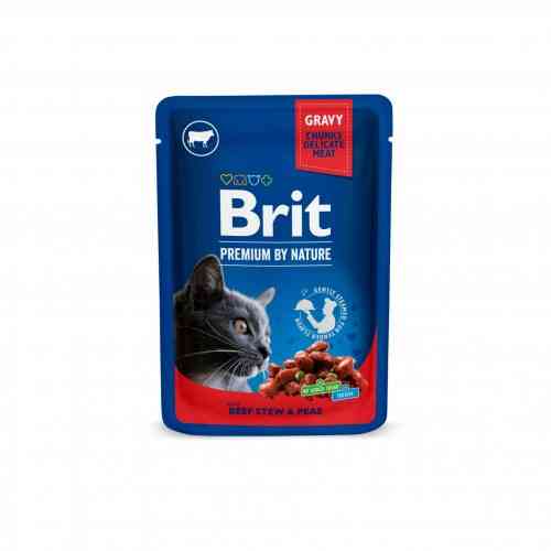 Вологий корм Brit Premium Cat Pouch для котів, з тушкованою яловичиною та горошком, 100 г Київ
